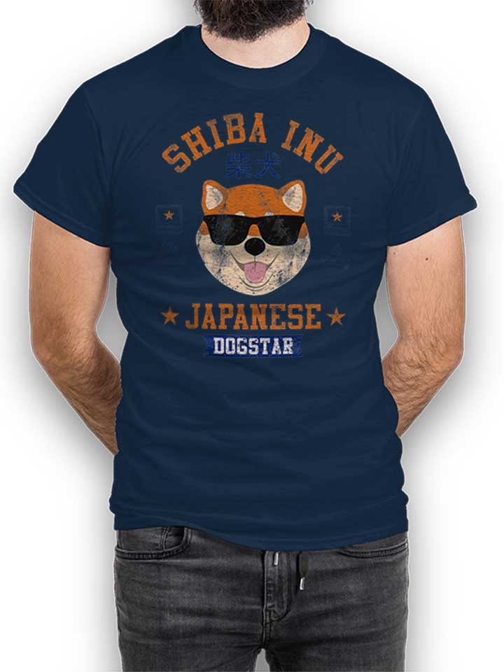Shiba Inu Japanese Dogstar Camiseta azul-marino L