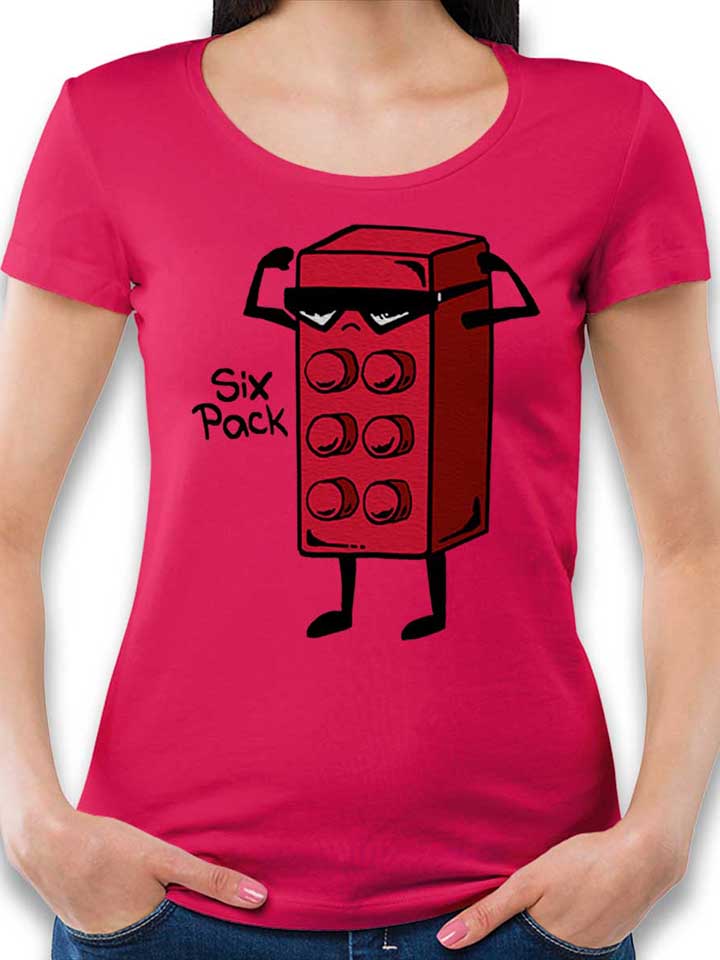 six-pack-brick-damen-t-shirt fuchsia 1