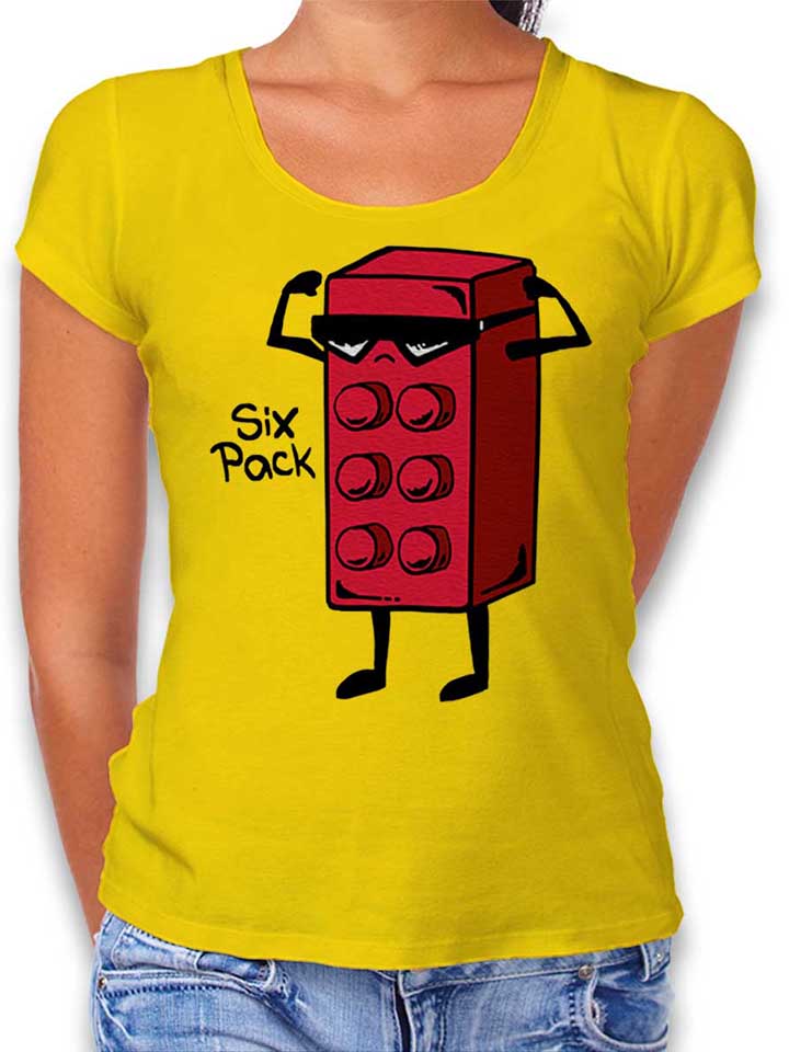 six-pack-brick-damen-t-shirt gelb 1
