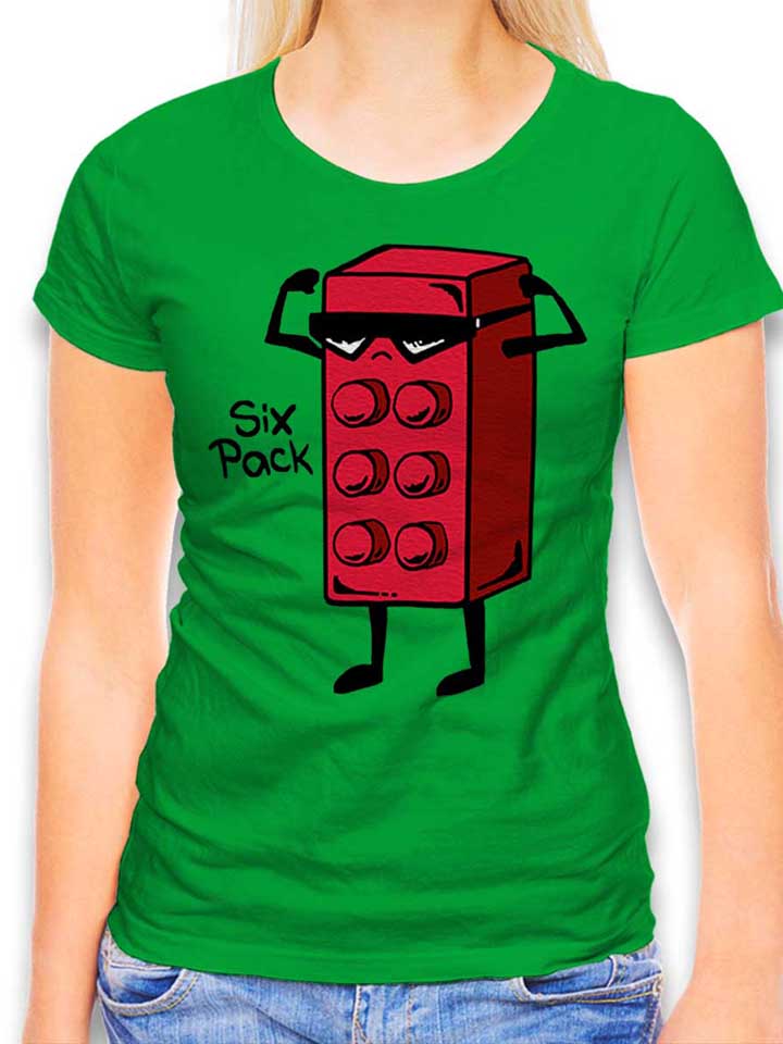 Six Pack Brick Womens T-Shirt green L