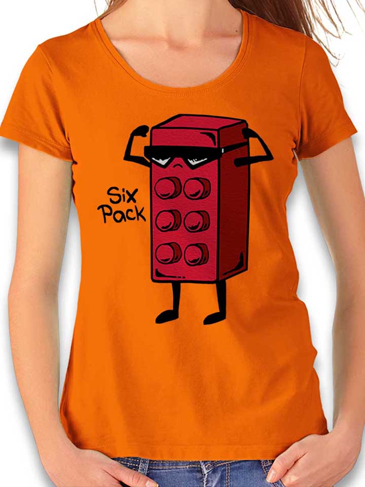 six-pack-brick-damen-t-shirt orange 1