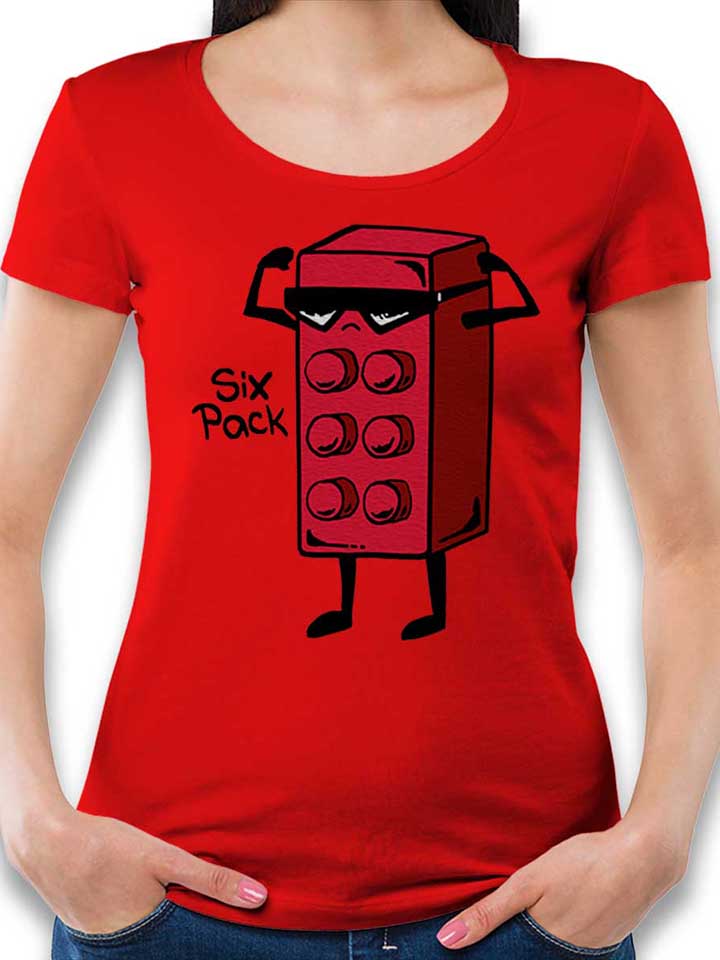 six-pack-brick-damen-t-shirt rot 1