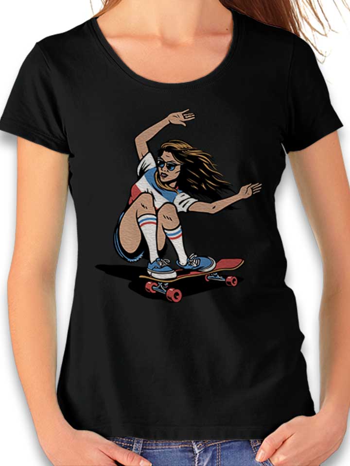 Skate Girl Damen T-Shirt schwarz L