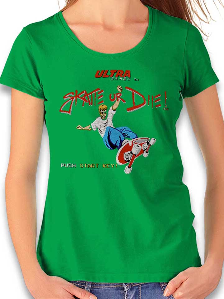 skate-or-die-damen-t-shirt gruen 1
