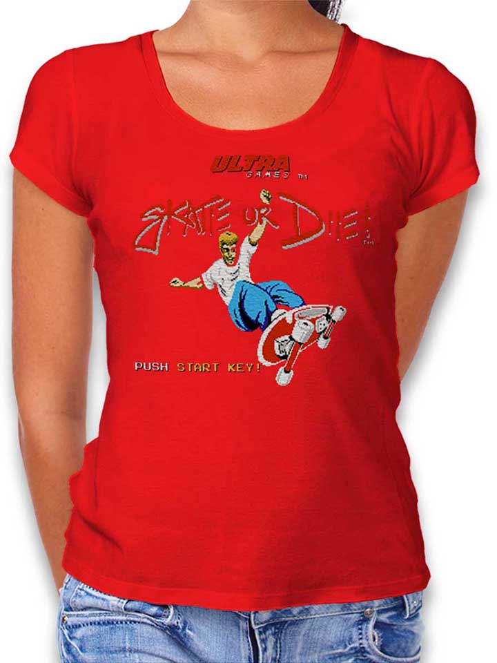 skate-or-die-damen-t-shirt rot 1