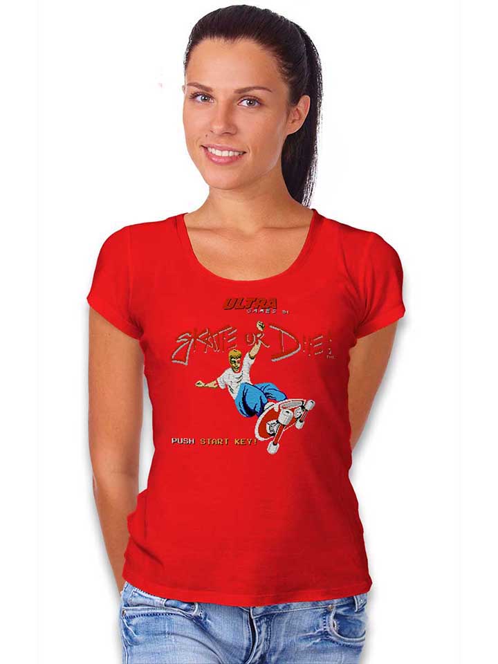 skate-or-die-damen-t-shirt rot 2