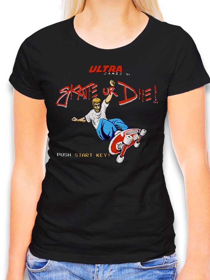 skate-or-die-damen-t-shirt schwarz 1