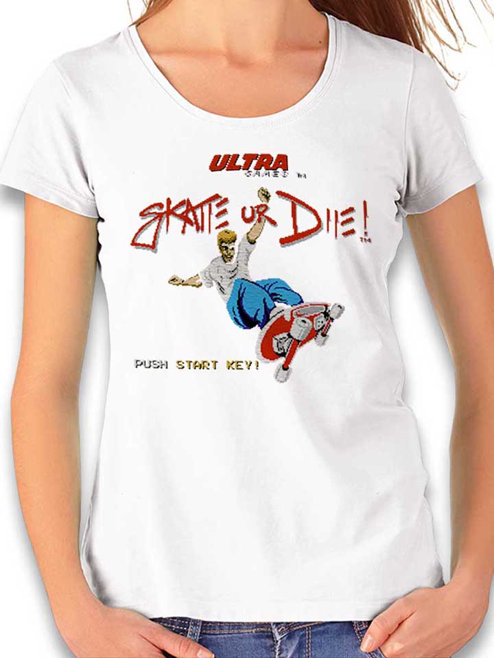 skate-or-die-damen-t-shirt weiss 1