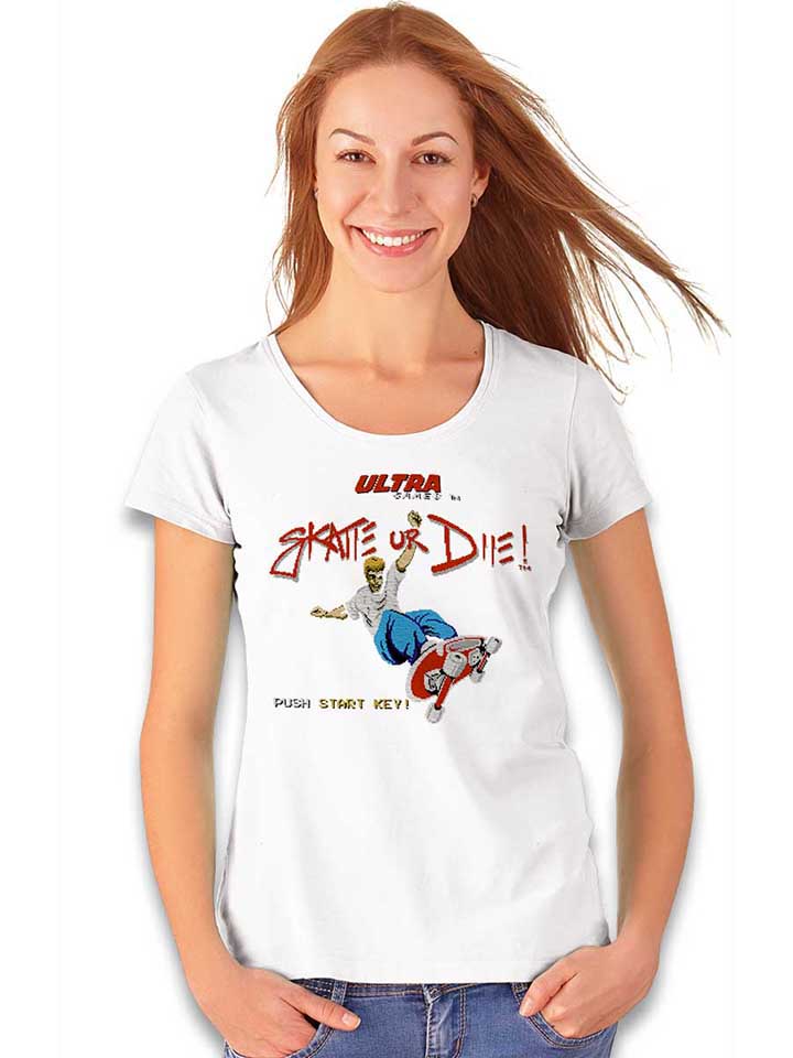 skate-or-die-damen-t-shirt weiss 2