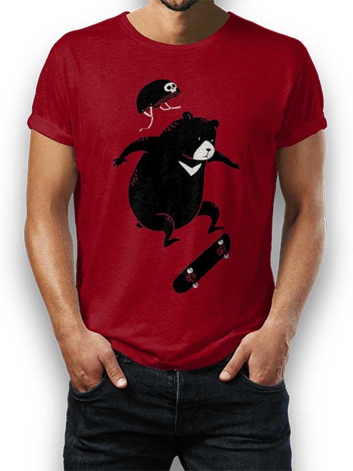 Skateboard Bear T-Shirt maroon L
