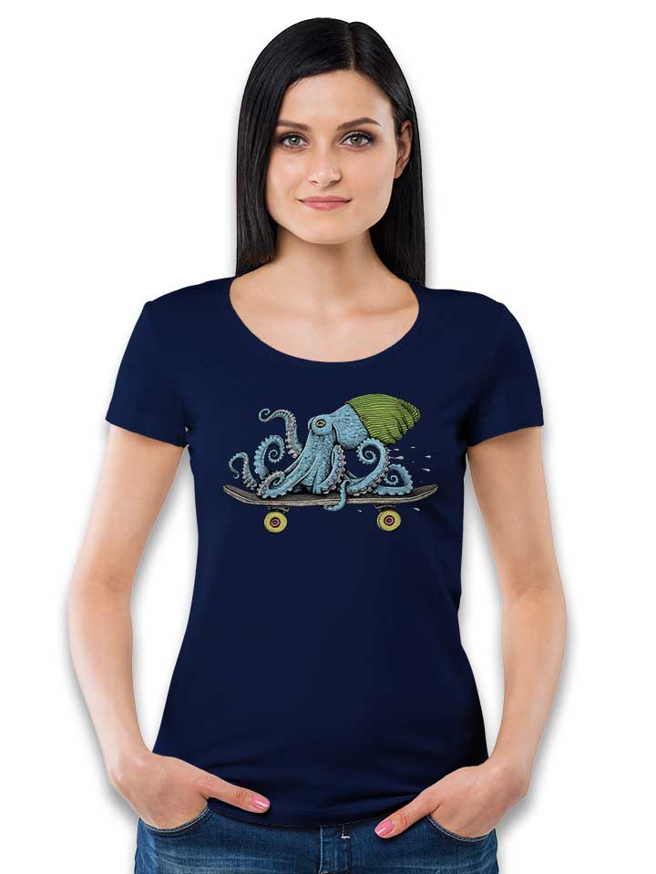 skateboard-octopus-damen-t-shirt dunkelblau 2
