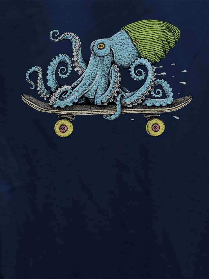 skateboard-octopus-damen-t-shirt dunkelblau 4