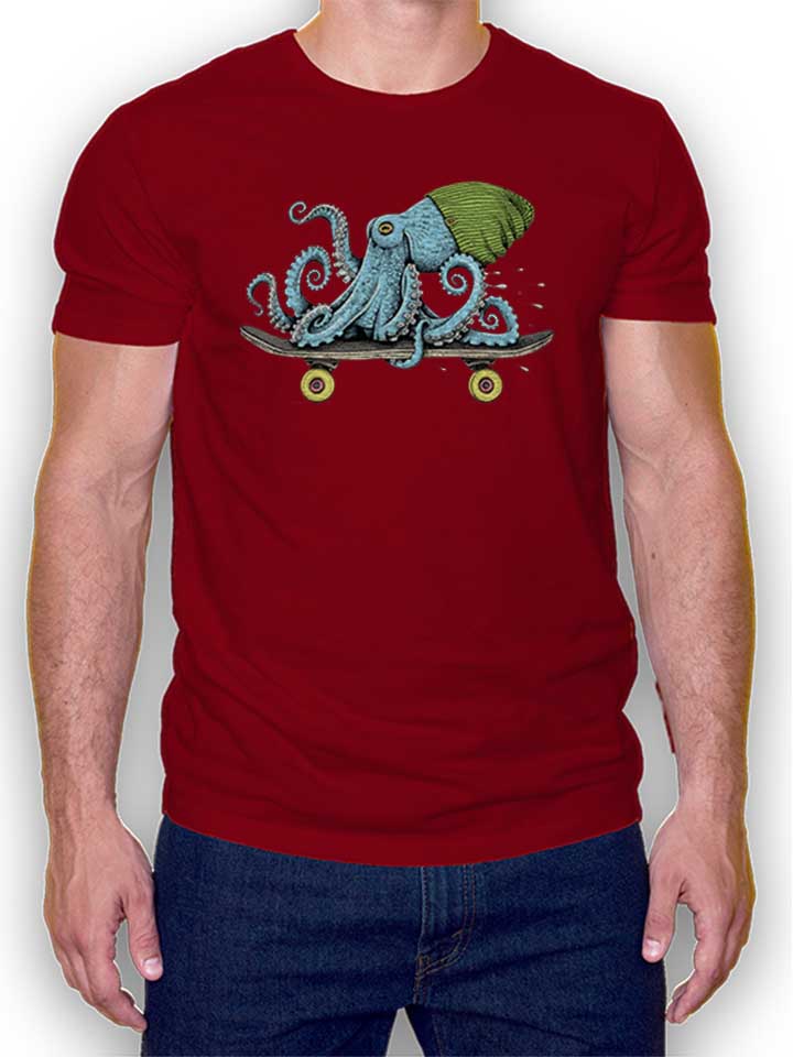 Skateboard Octopus T-Shirt bordeaux L