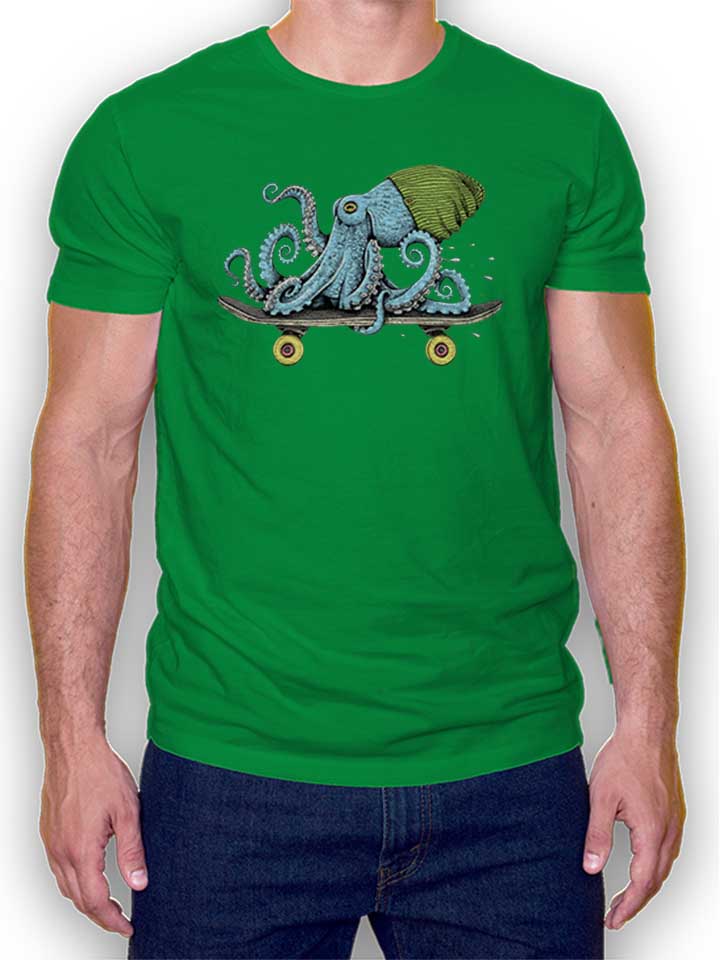 Skateboard Octopus T-Shirt verde L