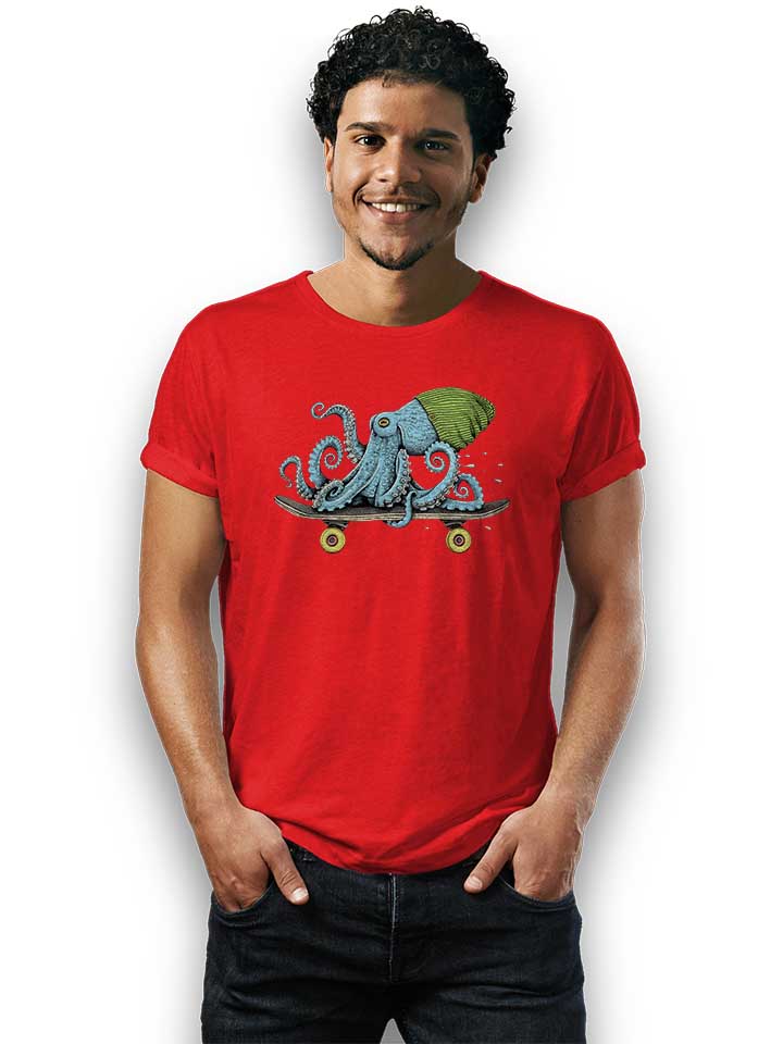 skateboard-octopus-t-shirt rot 2