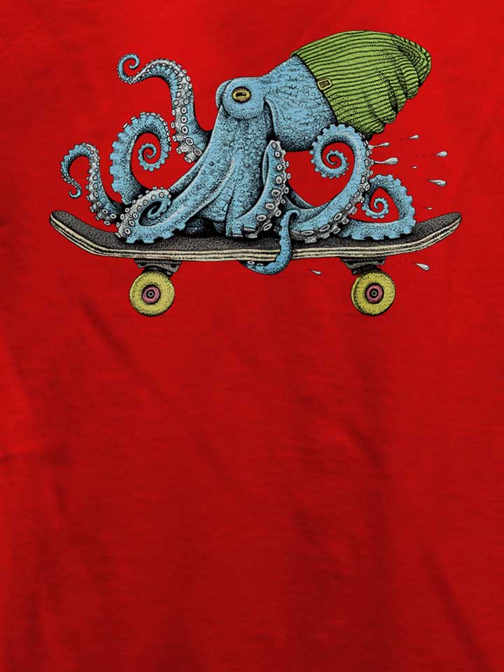 skateboard-octopus-t-shirt rot 4