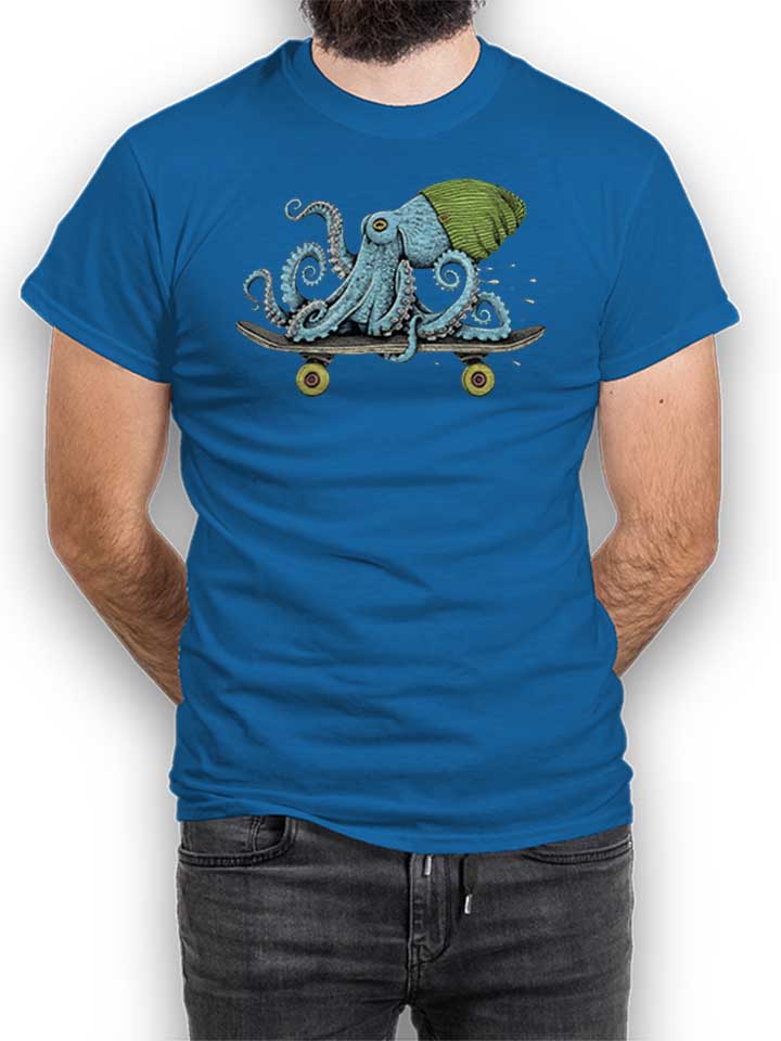 Skateboard Octopus T-Shirt bleu-roi L