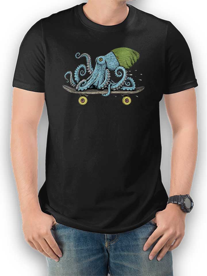 Skateboard Octopus T-Shirt schwarz L