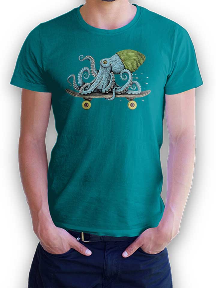 Skateboard Octopus T-Shirt turquoise L