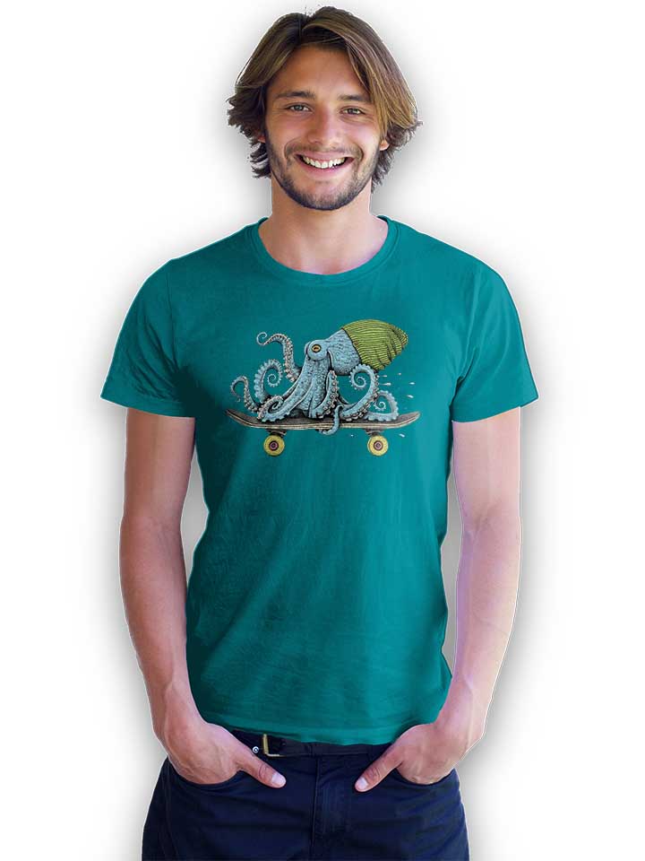 skateboard-octopus-t-shirt tuerkis 2