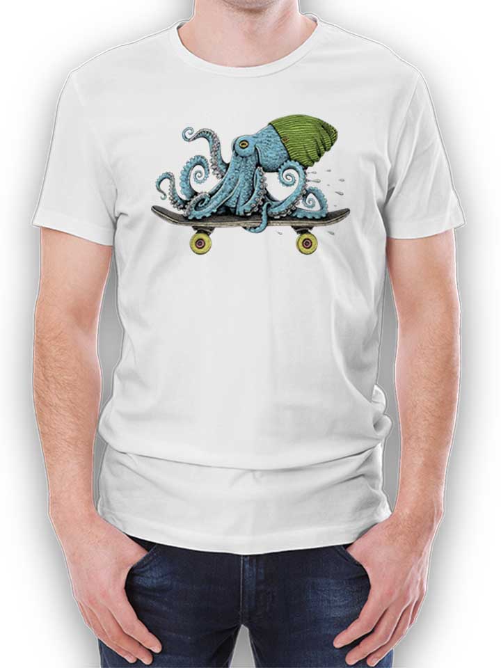 Skateboard Octopus T-Shirt weiss L