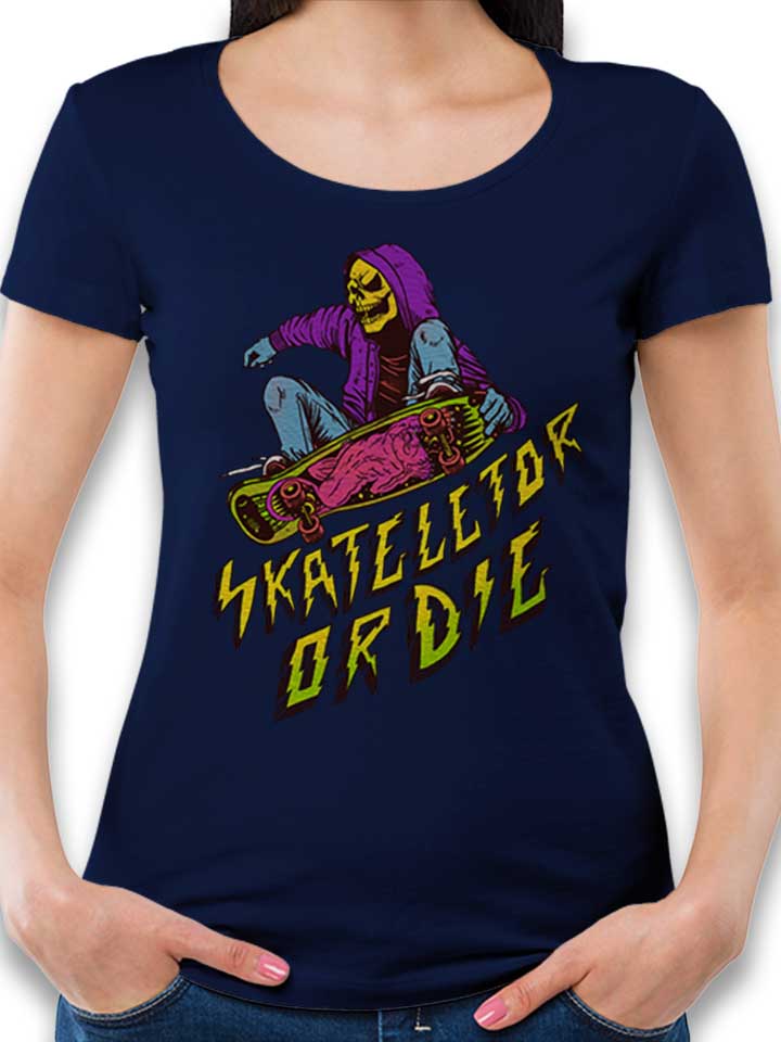 skeletor-skate-or-die-damen-t-shirt dunkelblau 1