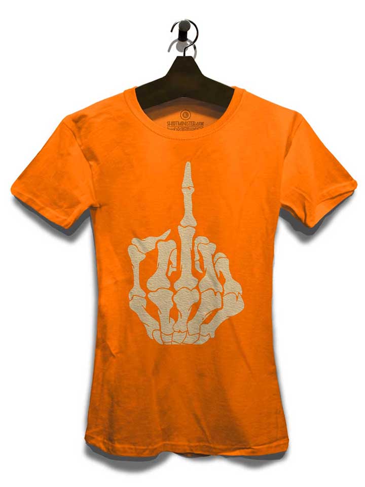 skelett-mittelfinger-damen-t-shirt orange 3