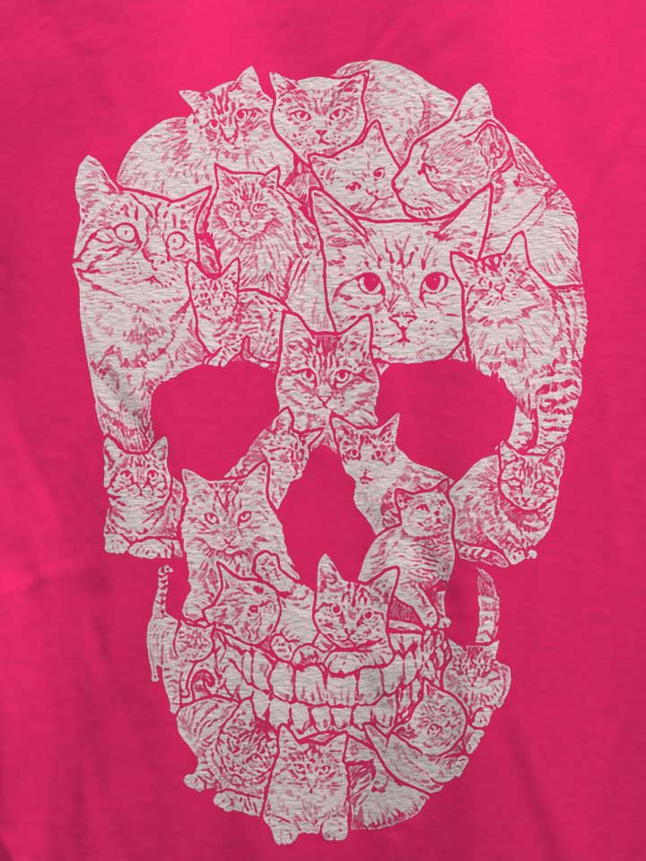 sketchy-cat-skull-damen-t-shirt fuchsia 4