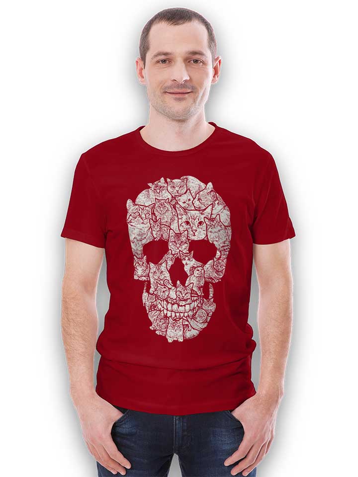 sketchy-cat-skull-t-shirt bordeaux 2