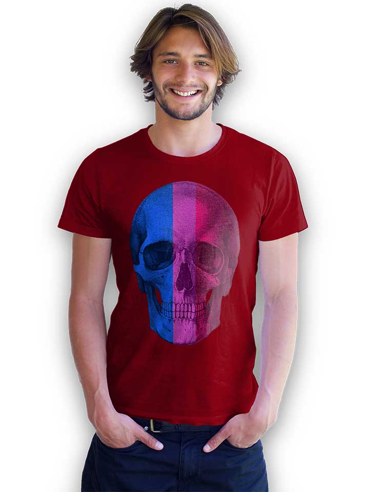 skull-blue-pink-red-t-shirt bordeaux 2