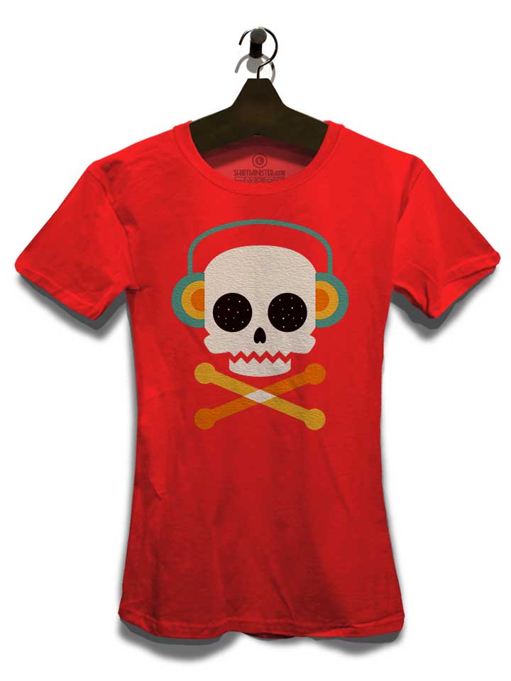 skull-bones-headphone-damen-t-shirt rot 3