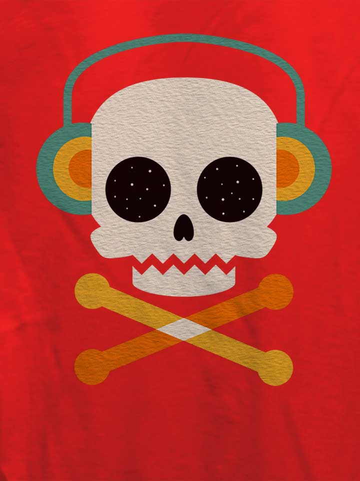 skull-bones-headphone-damen-t-shirt rot 4