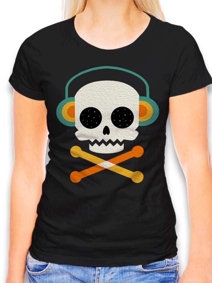 skull-bones-headphone-damen-t-shirt schwarz 1