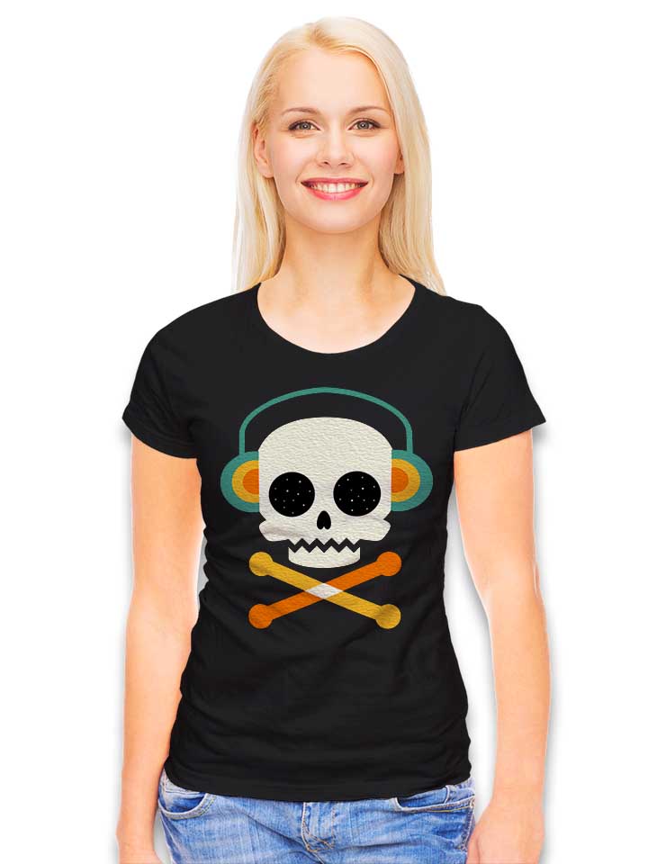 skull-bones-headphone-damen-t-shirt schwarz 2