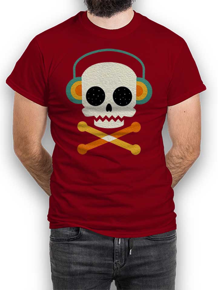 Skull Bones Headphone T-Shirt bordeaux L