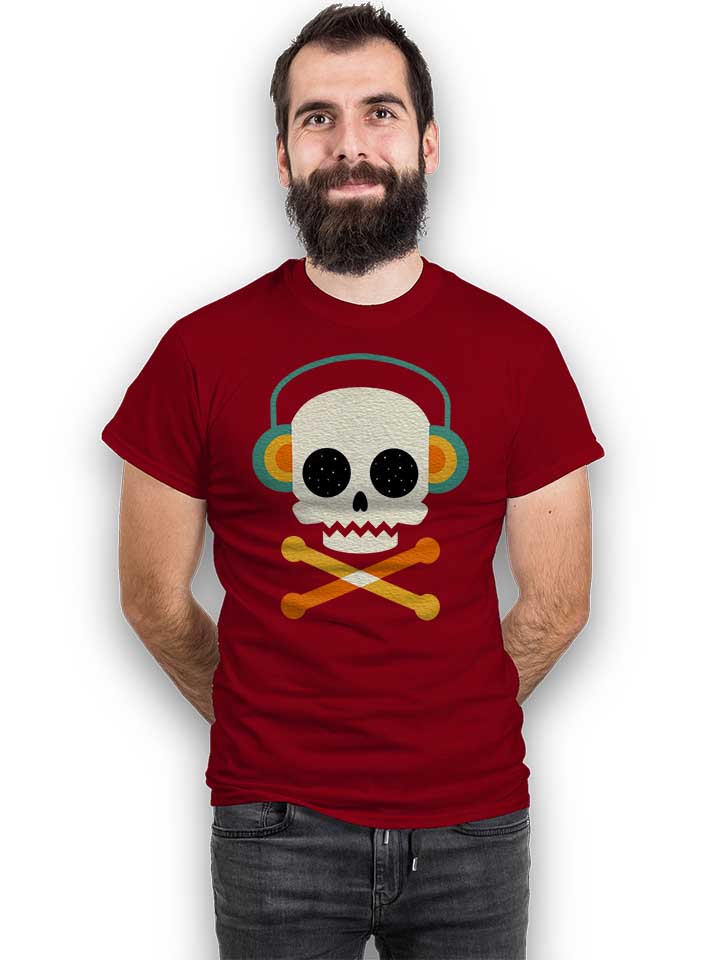 skull-bones-headphone-t-shirt bordeaux 2