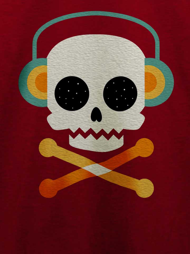 skull-bones-headphone-t-shirt bordeaux 4