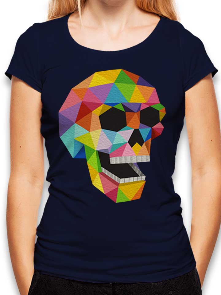 Skull Polygons Damen T-Shirt dunkelblau L