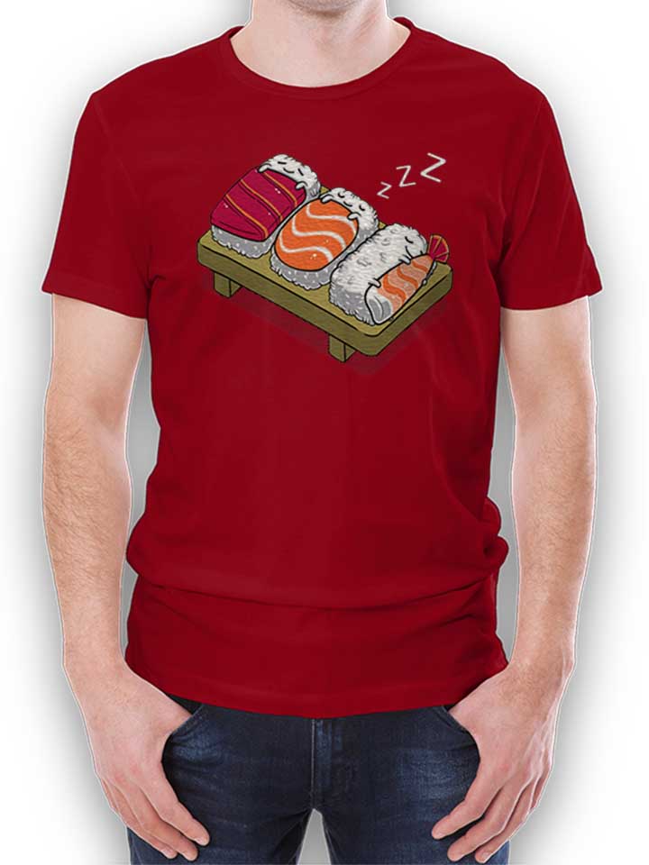 Sleepy Sushi Camiseta burdeos L