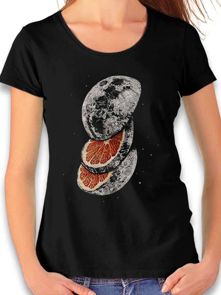 sliced-orange-moon-fruit-damen-t-shirt schwarz 1