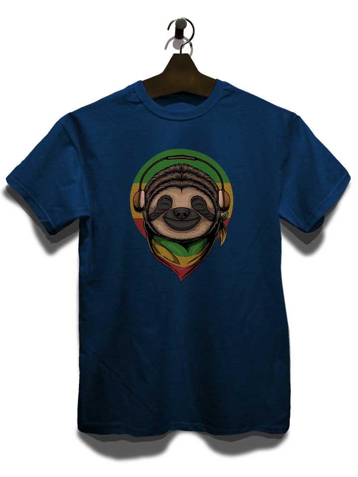 sloth-rasta-headphones-t-shirt dunkelblau 3
