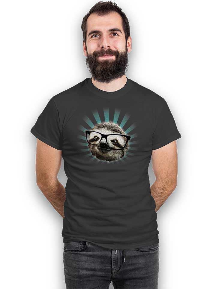sloth-with-glasses-t-shirt dunkelgrau 2
