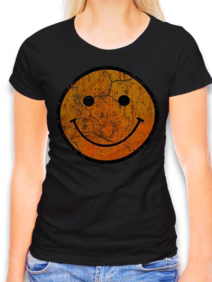 smiley-vintage-damen-t-shirt schwarz 1