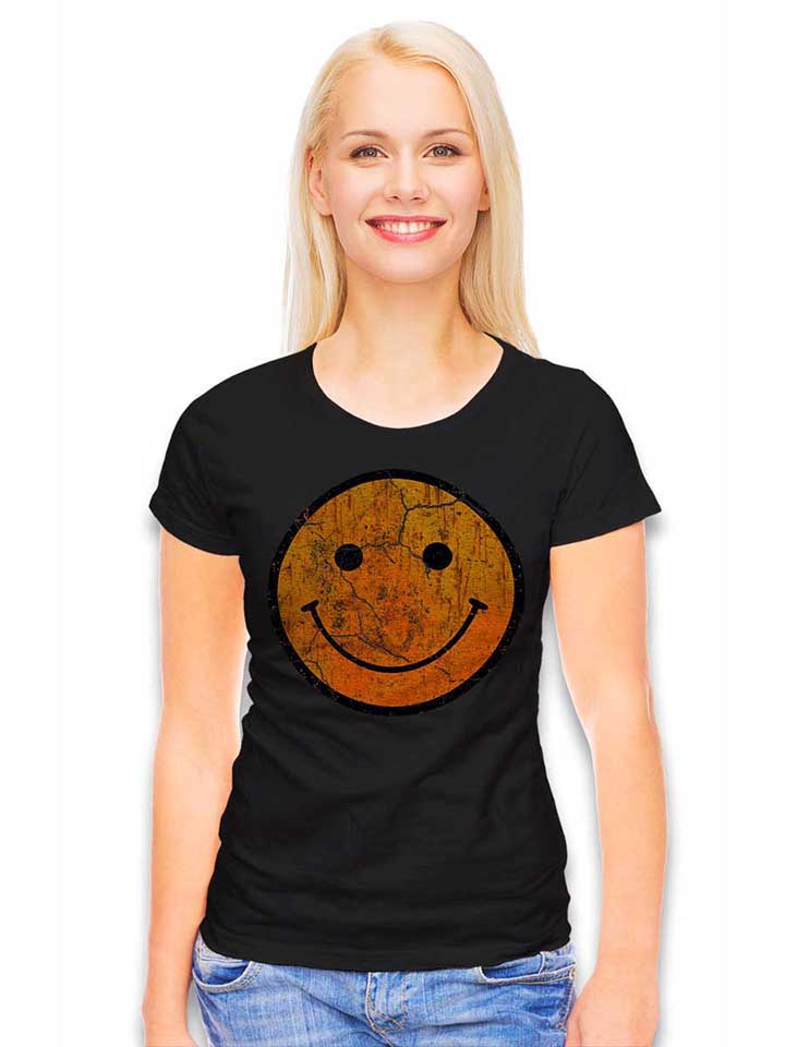 smiley-vintage-damen-t-shirt schwarz 2
