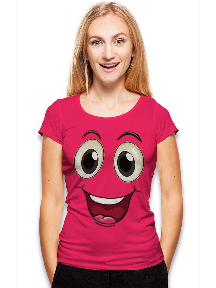 smiling-face-damen-t-shirt fuchsia 2