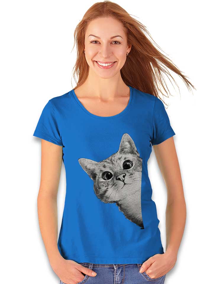 sneaky-cat-damen-t-shirt royal 2