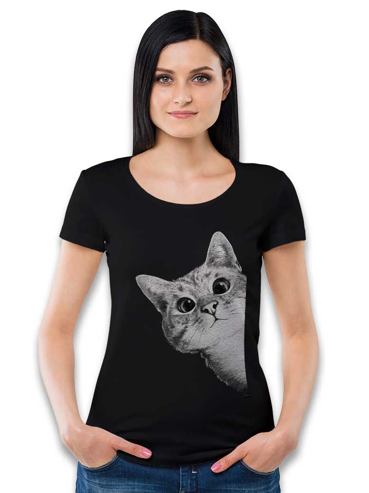 sneaky-cat-damen-t-shirt schwarz 2