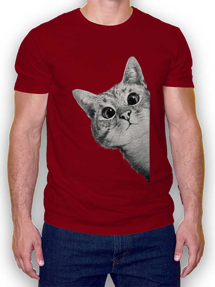 Sneaky Cat Camiseta burdeos L