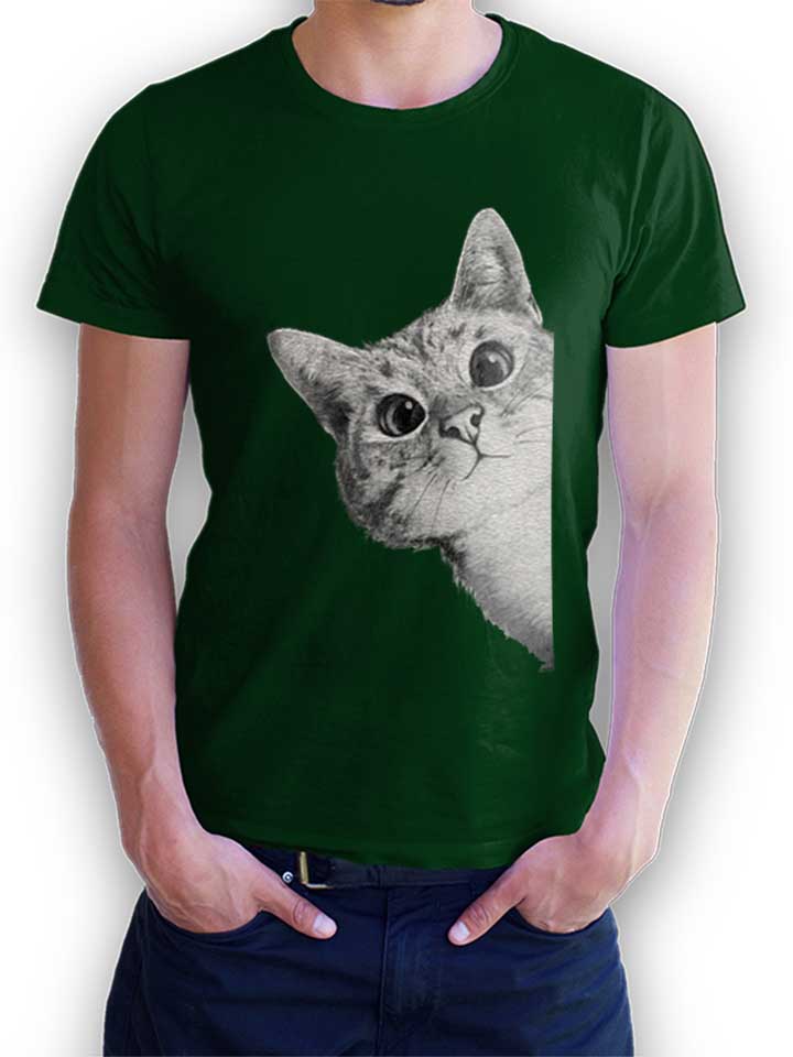 Sneaky Cat Camiseta verde-oscuro L