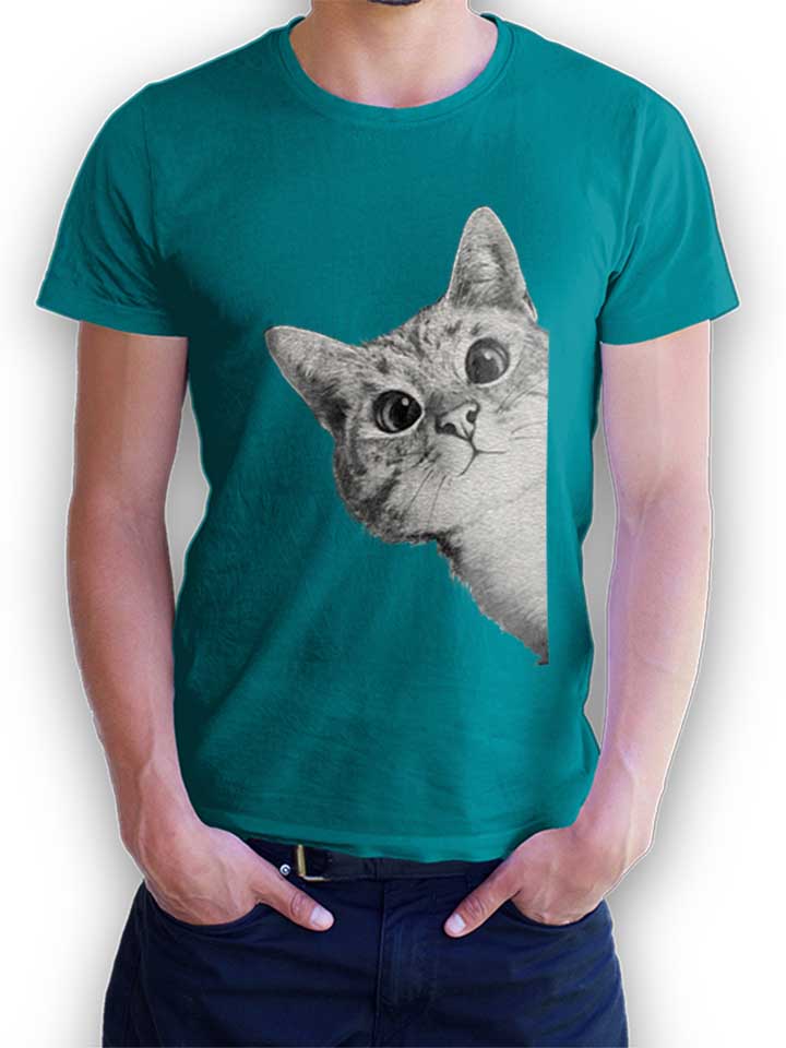sneaky-cat-t-shirt tuerkis 1